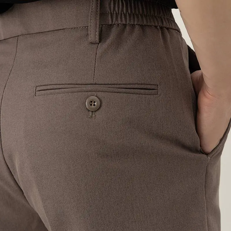 Plain Straight Leg Polyester Casual Shorts-9