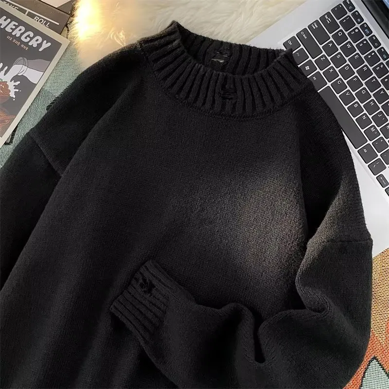 Casual Plain Long Sleeve Sweater-2