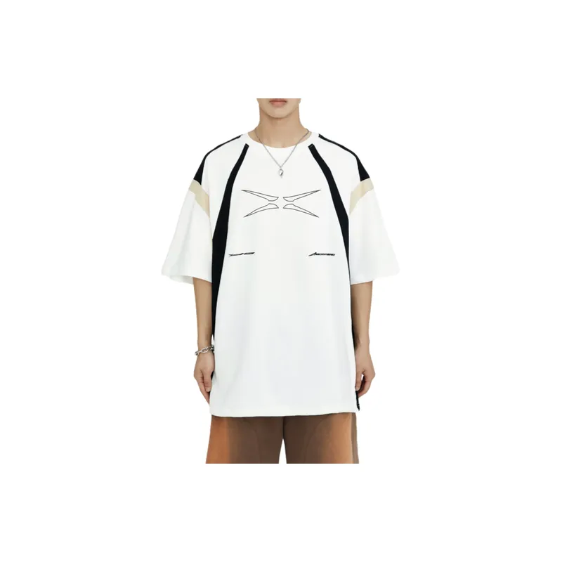 Printing Color Splicing Short Sleeve T shirt-5