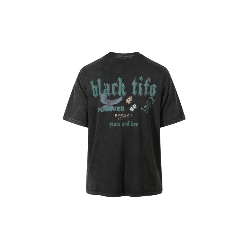 Fashionable Distress Cotton Blended Fabric T Shirt-1