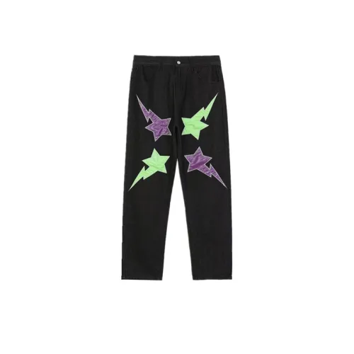 Hip-Hop Five-Pointed Star Patch Loose Jeans