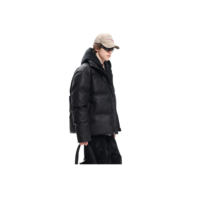 Casual Loose PU Quilted Jacket-3