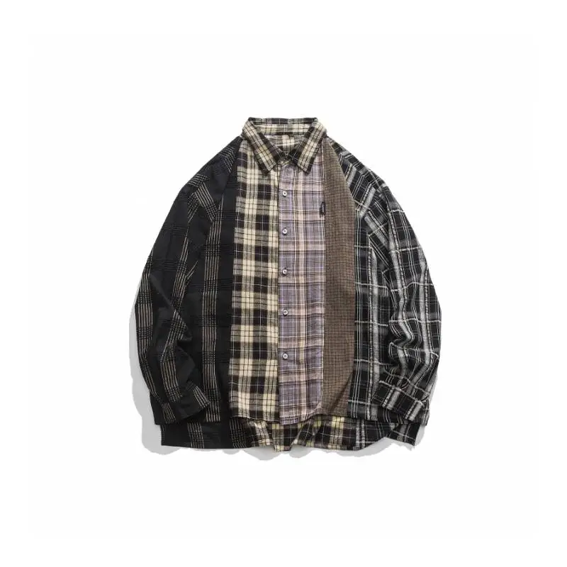 New style Patchwork Plaid Casual Shirt-0