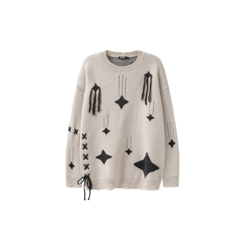 Meteor Falling Loose Crewneck Knitted Sweater-11