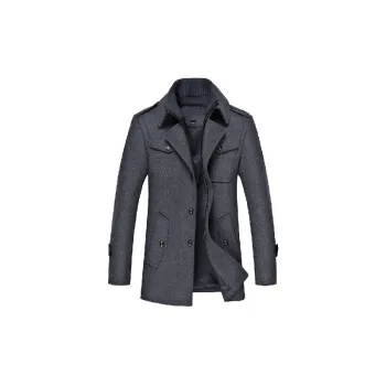 Simple Fashionable Woolen Fabric Trench Coat