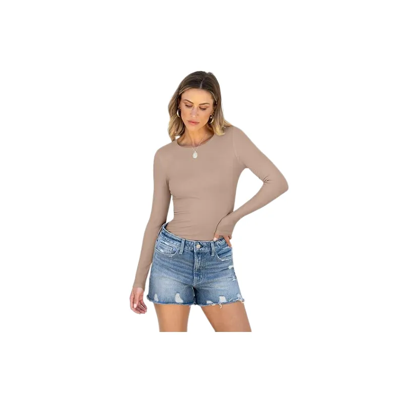 Casual Long Sleeve Polyester T Shirt Women-4