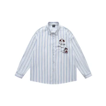 Cute Embroidery Cotton Blended Fabric Shirt