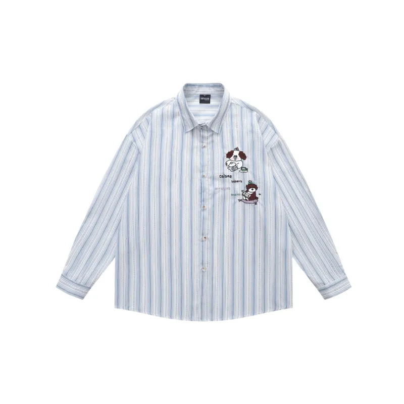 Cute Embroidery Cotton Blended Fabric Shirt-0