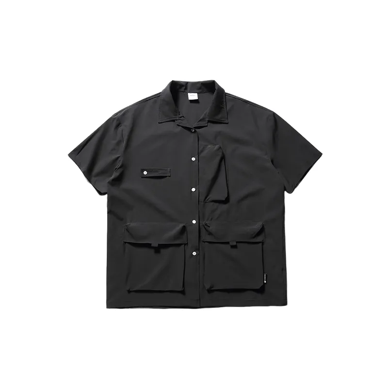 Retro Cuban Collar Work Shirt-0