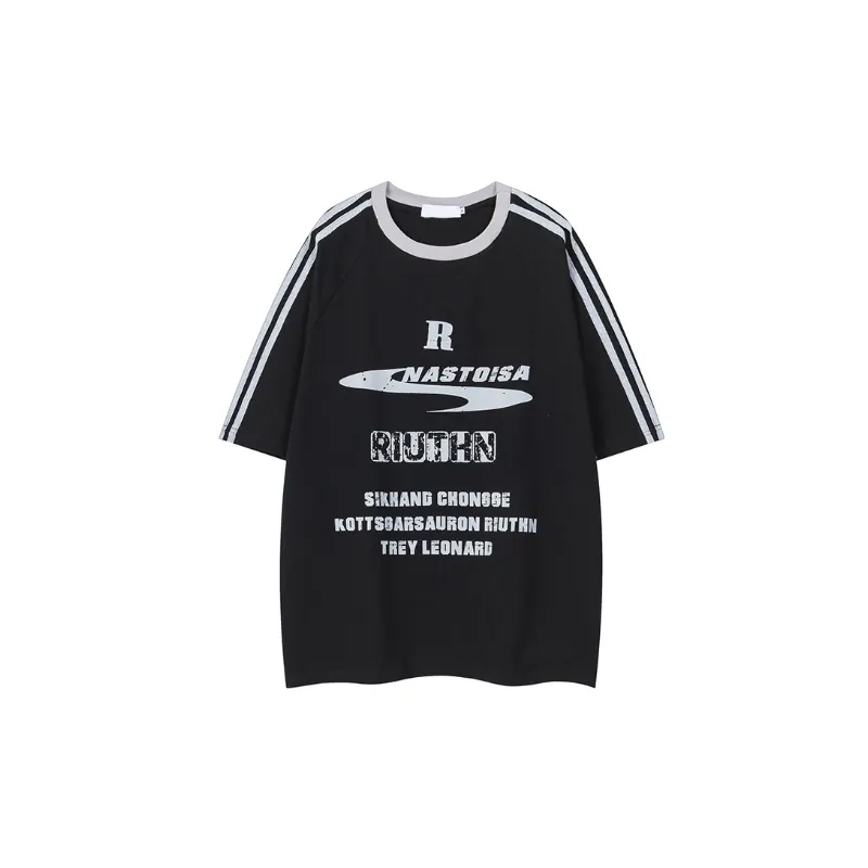 Retro Casual Loose Cotton Blended Fabric T Shirt-4