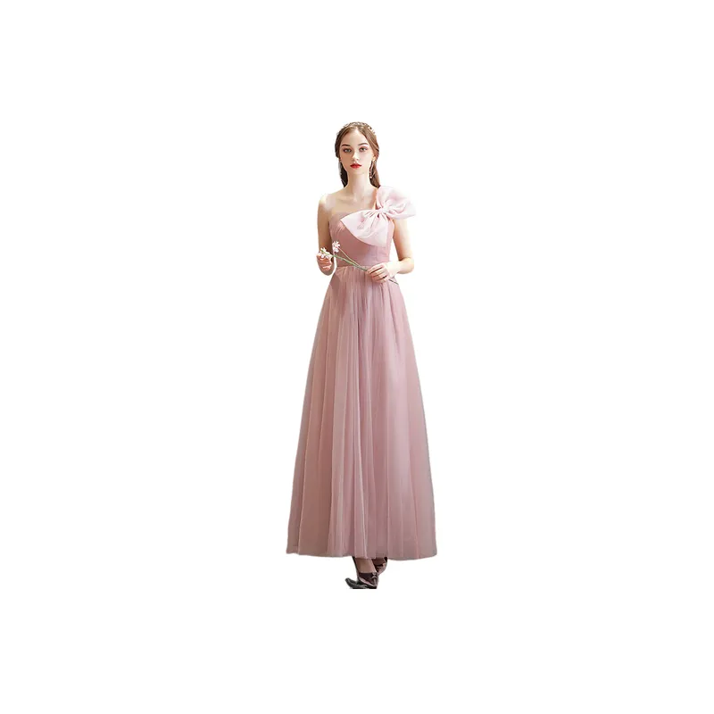 Elegant Plain Polyester Dress Women-4