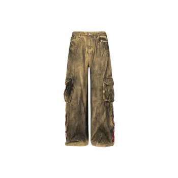 Funky Distress Denim Cargo Pants