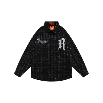 Factory Direct Long Sleeve Shirt Trendy Brand Loose European And American Embroidered Shirt Jacket Autumn Plaid Jacket High Street Shirt