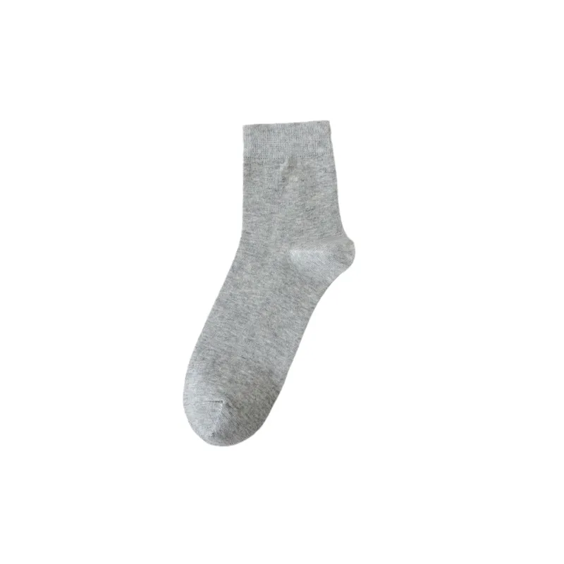 Casual Plain 100% Cotton Mid Calf Sock