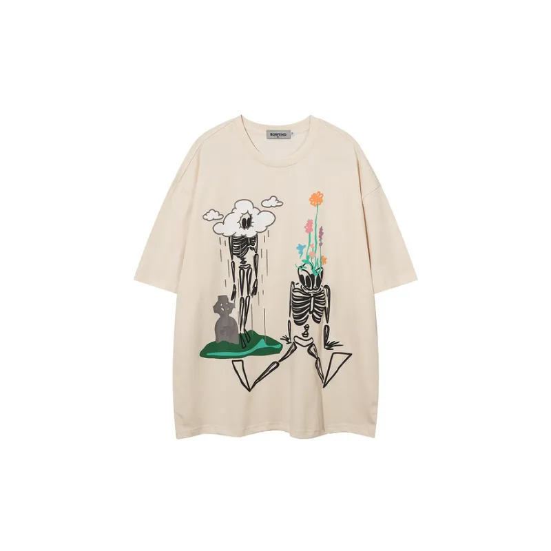 Skull Cartoon Print T Shirt-4