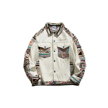 Ethnic Style Splicing Lapel Loose Jacket swag OOTD