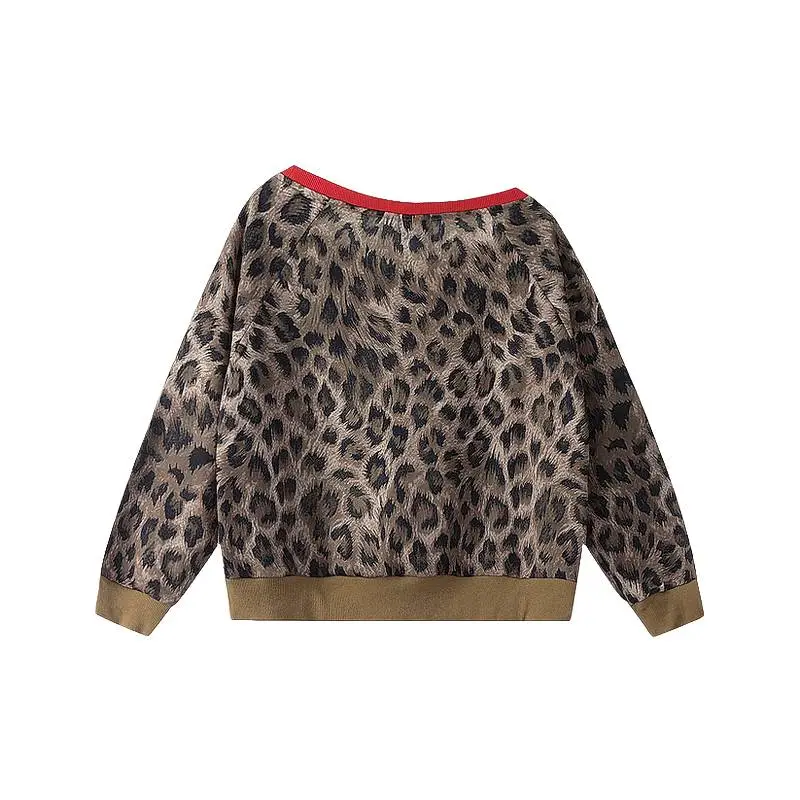 Leopard Print Contrast Color Sweater Women-1