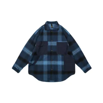 Vintage Street Crock Daily Fashion Loose Plaid Casual Long Sleeve Shirt