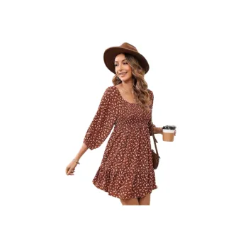 Fashionable All Over Print Polyester Dress Women