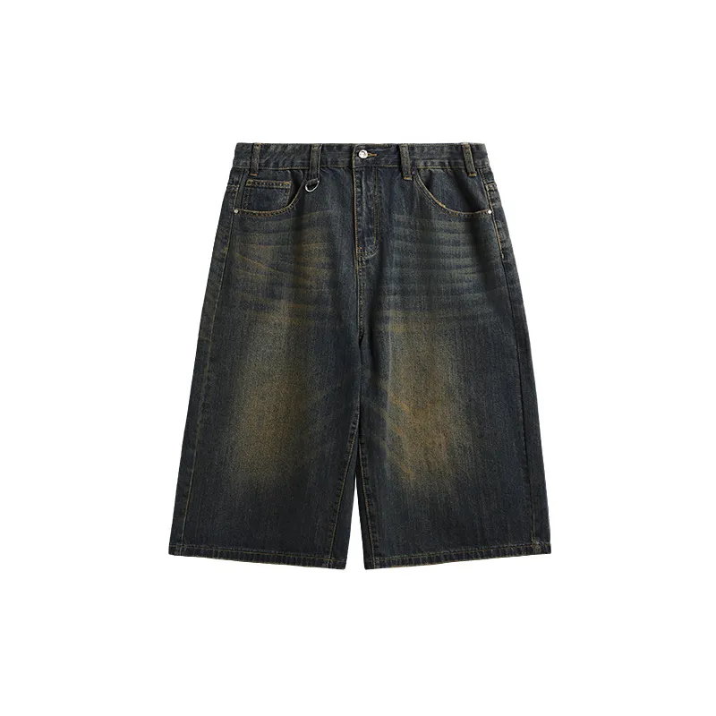Casual Plain Denim Shorts-0