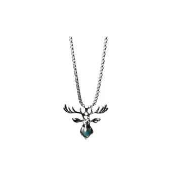 Titanium Steel Retro Deer Pendant Necklace