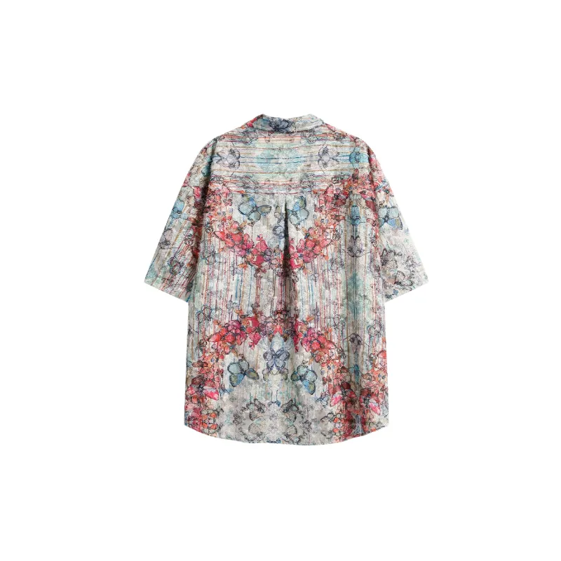Fashionable Butterfly 100% Polyester Shirt Unisex-1