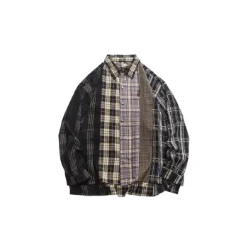 Patchwork Plaid Trendy Loose Long sleeved Casual Shirt