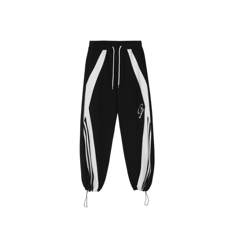 Striped Color Matching Decorative Cotton Pants-4