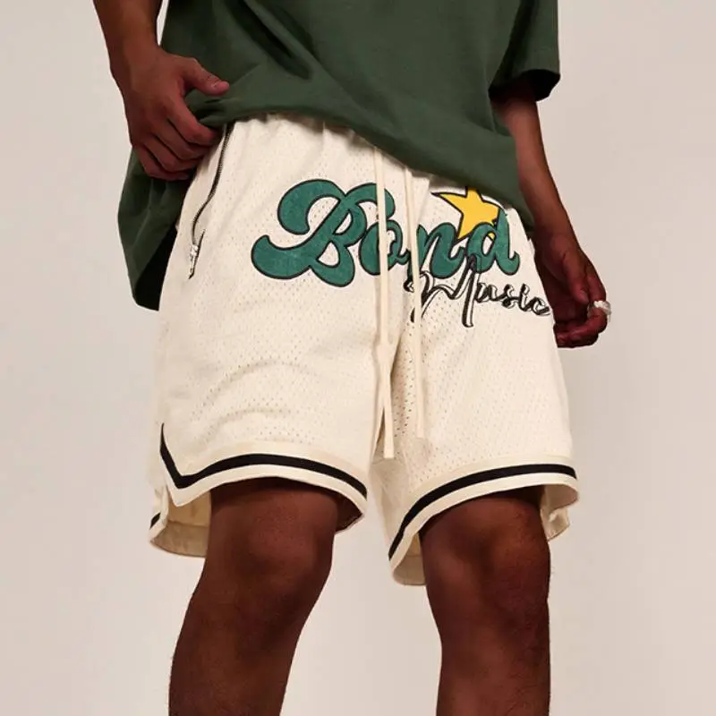 Loose Embroidery Cotton Basketball Shorts-5