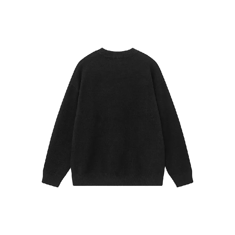 Retro Letter Cotton Blended Fabric Sweater-5