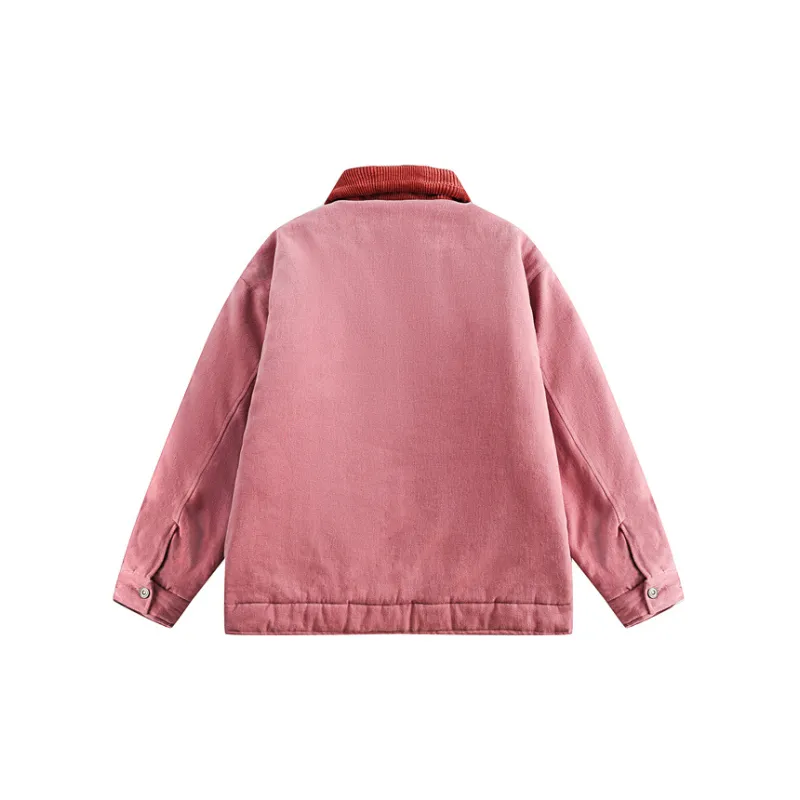 Retro Badge Patch Workwear Turn down Collar Cotton Jacket-5