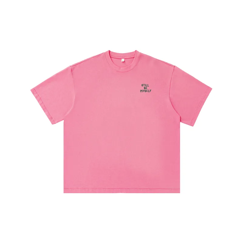 Plain Letter 100% Cotton T Shirt-0