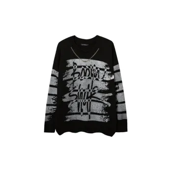 Hip Hop Printed Letter Long Sleeve Knitwear