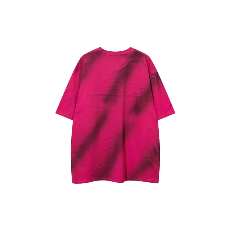 Tide Dirty Diagonal Letters Printed Round Neck Short Sleeved T Shirt-3