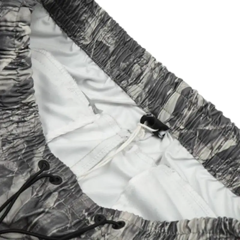 Casual Retro Design Leaf Camouflage Street Drawstring Loose Wide Leg Pants-3