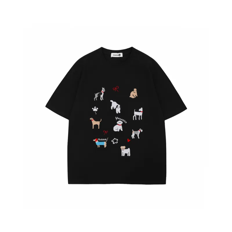 Fashion Embroidery Cotton Blended Fabric T Shirt Unisex-0