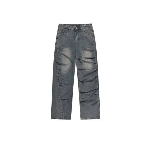 Irregular Pleated Design Sense Jeans