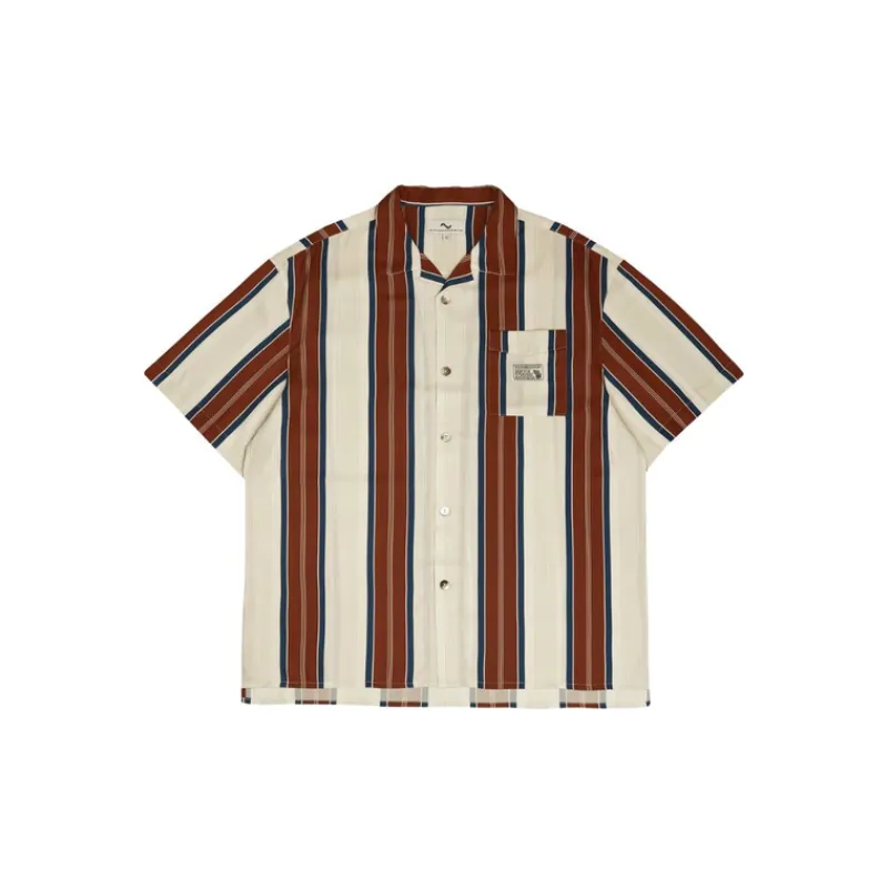 Short Sleeved Casual Hawaiian Striped Shirt