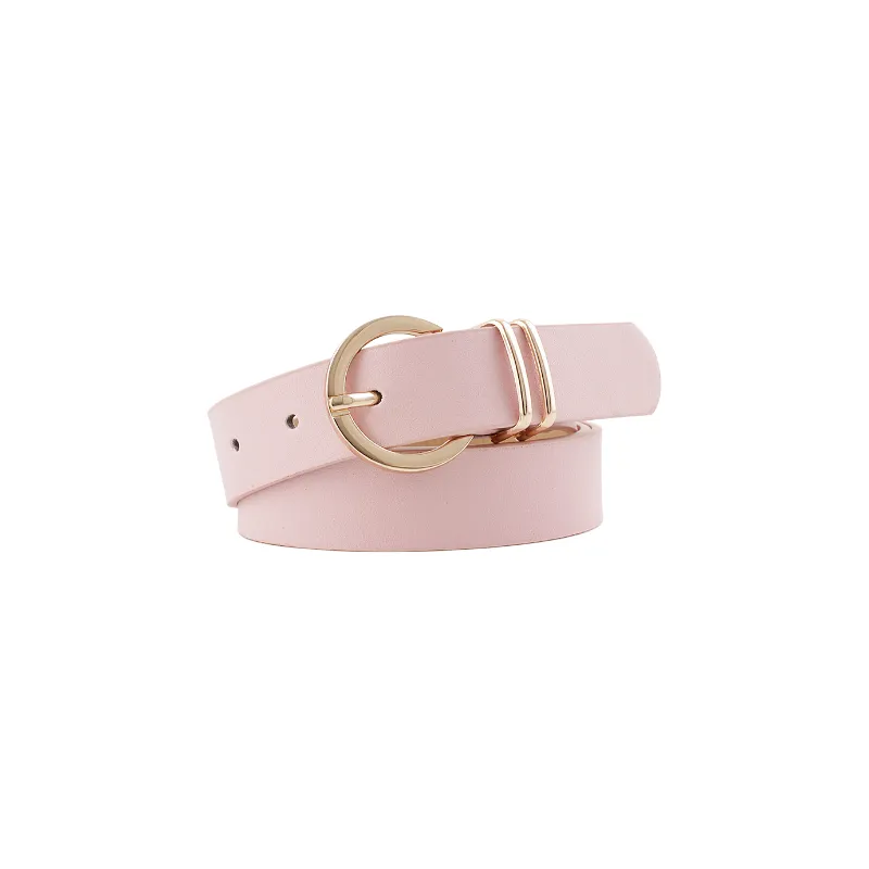 Fashionable Round Leather Belt Women-1