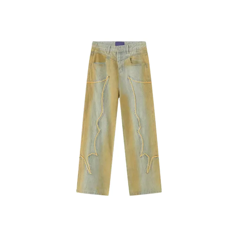Retro Loose Washed Popular Jeans-0
