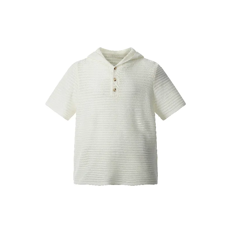 Fashionable Hollow Out Blended Synthetic Fabrics Polo-4