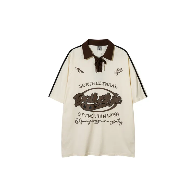 Loose Trendy Short Sleeve Polo Shirt-0
