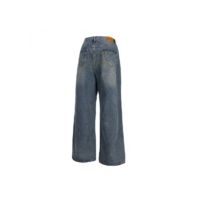 Retro Loose Straight Leg Jeans-1