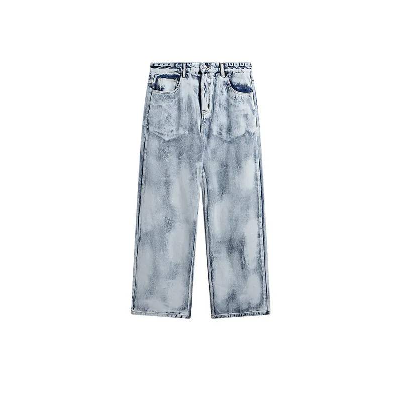 Loose Trendy Gradient Dye Wide Leg Jeans-0