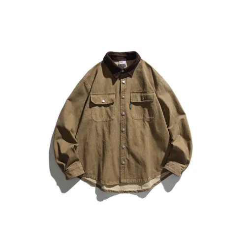 Pocket Decorative Corduroy Lapel Vintage Loose Shirt