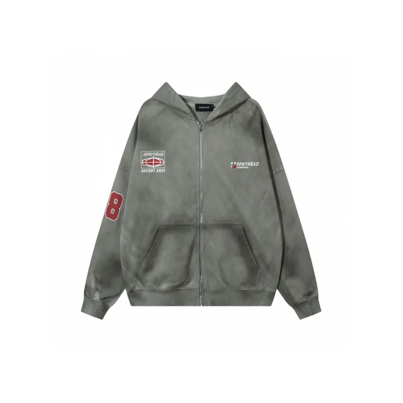 Fashionable Washed Zipper Sweatshirt