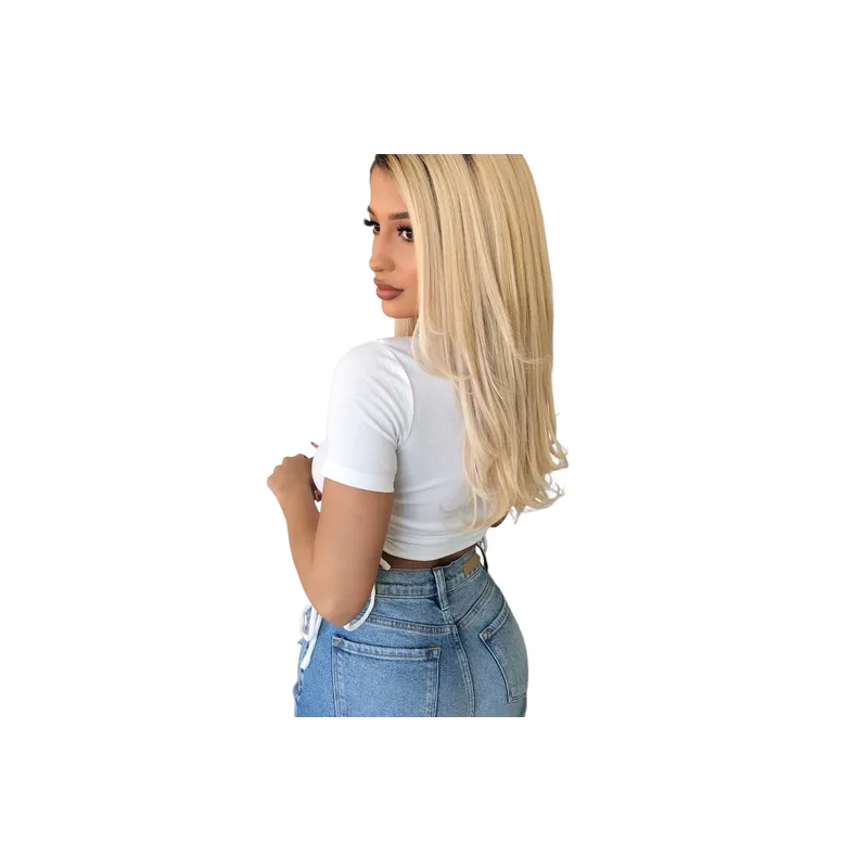 Fashionable Cropped Knitted Fabric T Shirt Women-3