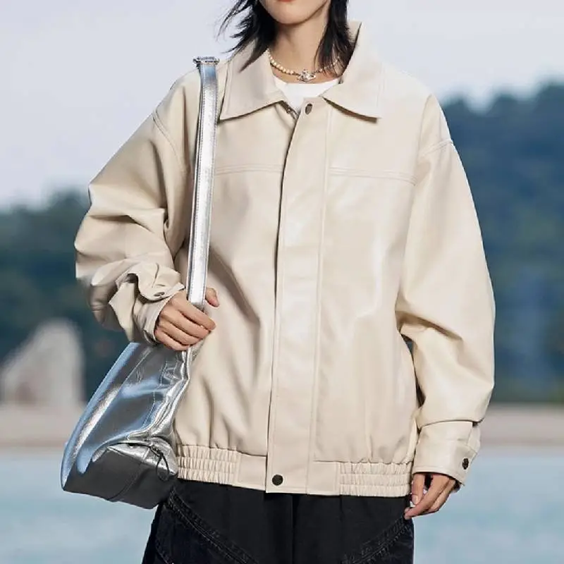 Fashionable Waterproof Polyester Leather Jacket Women-2