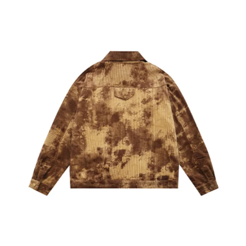 Tie Dye Gradient Retro Corduroy Jacket-1
