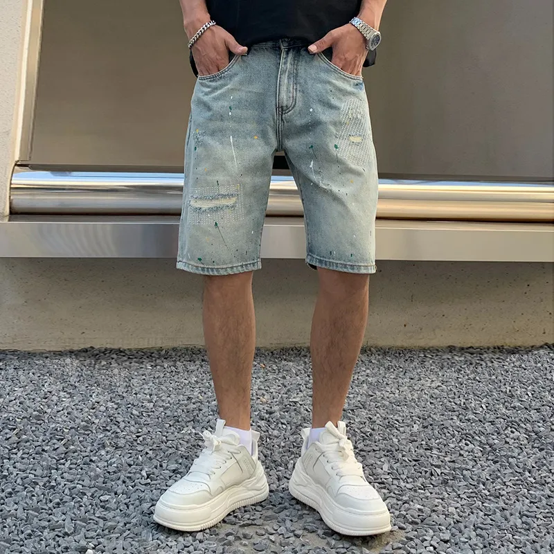 Casual Straight Leg Denim Shorts-2